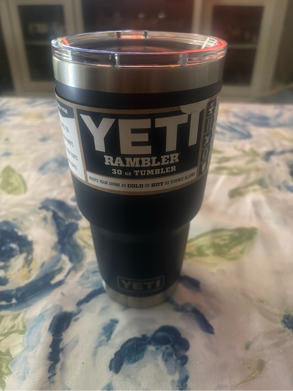 Yeti Rambler Tumbler in Blue with Stainless Accent